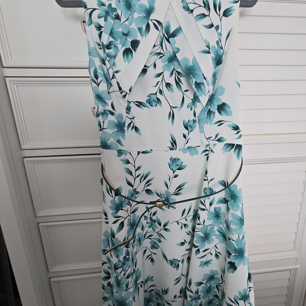 Alyx White Maxi Dress with Teal Floral Print